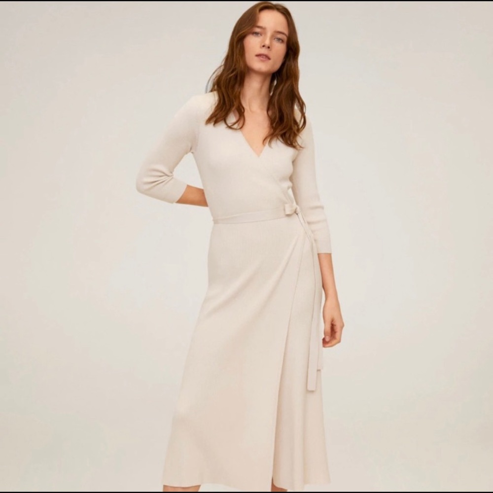 ISO mango ribbed dress in ivory